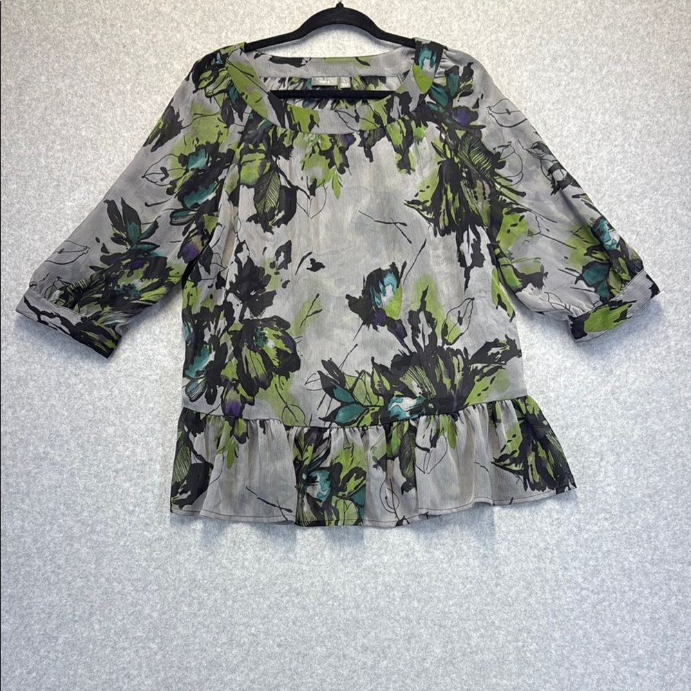 Apt. 9 Green and Gray Peplum Blouse